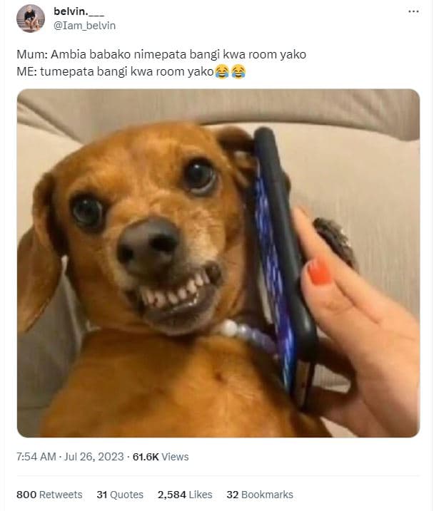 Belvin iam_belvin mum ambia babako nimepata bangi kwa room yako me tumepata bang