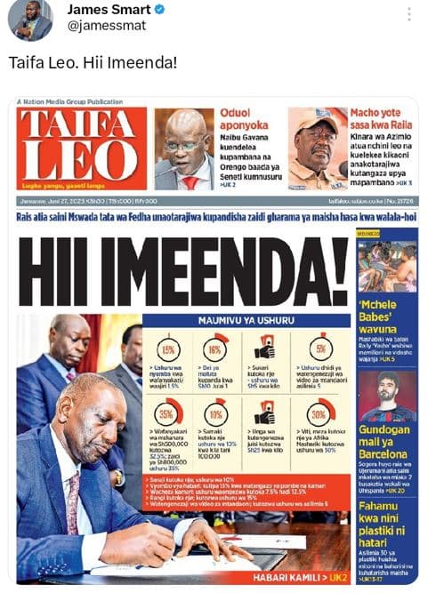 James smart jamessmat taifa leo. hii imeenda! nerlon hojha grolo pubicaiior oduo