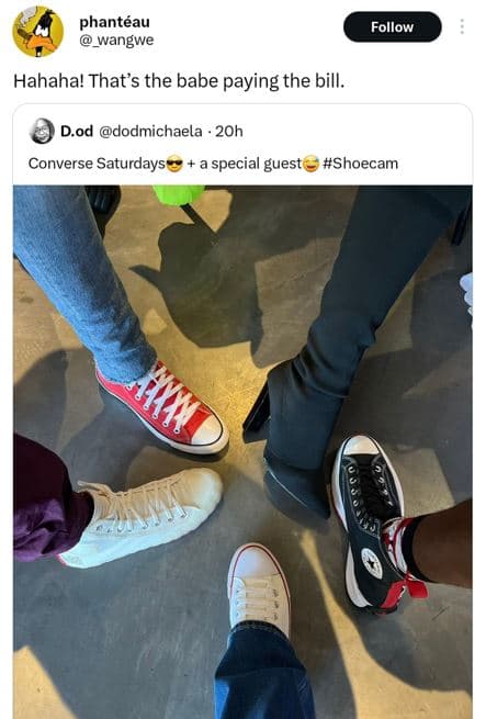 Phantéau _wangwe follow hahaha! that's the babe paying the bill. d.od dodmichael