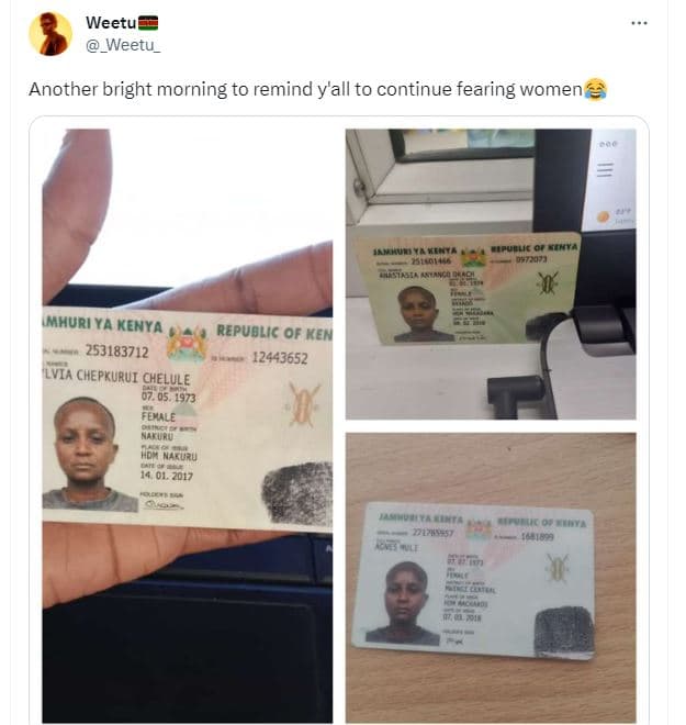 Weetu _weetu _ another bright morning to remind y'all to continue fearing women