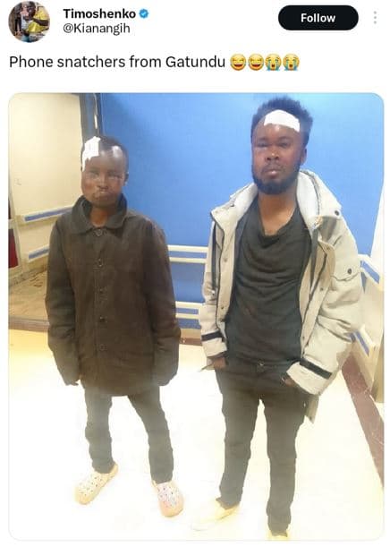 Timoshenko kianangih follow phone snatchers from gatundu