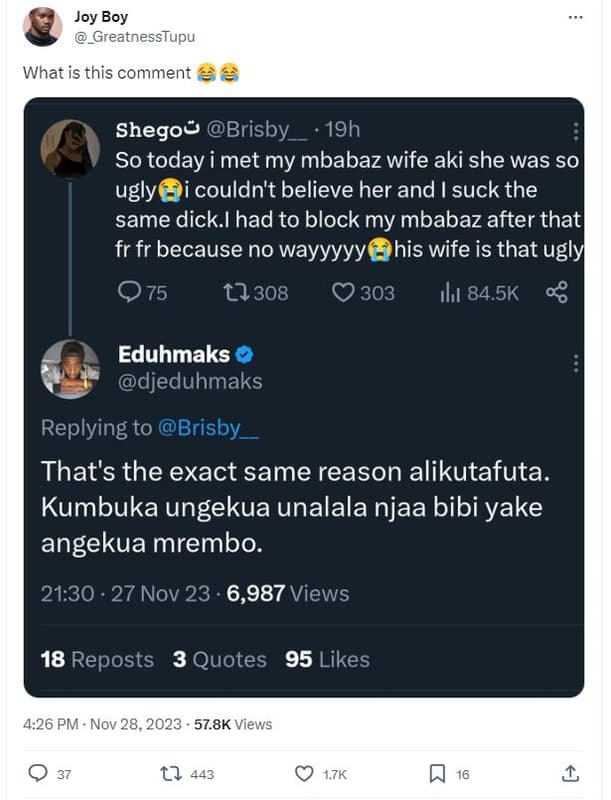 Joy boy greatnesstupu what is this comment 2 shegoo brisby 19h so today i met my