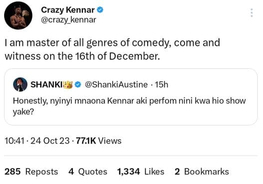 Crazy kennar crazy_kennar am master of all genres of comedy come and witness on