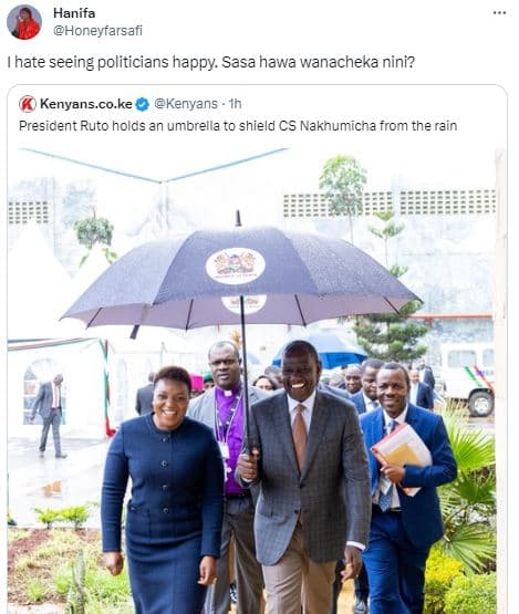 Hanifa honeyfarsafi ihate seeing politicians happy. sasa hawa wanacheka nini? ke