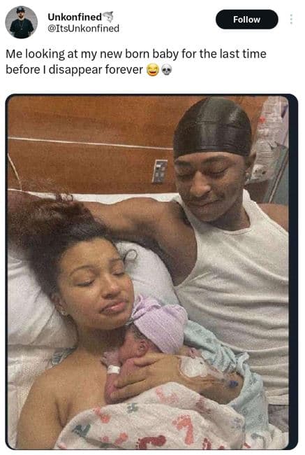 Unkonfined itsunkonfined follow me looking at my new born baby for the last time