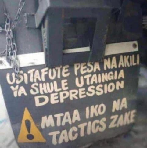 Pesa naakili usitafute shule utaingia ya depression iko na mtaa zake tactics