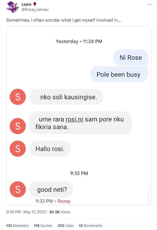 Losie rozay_kamau sometimes, often wonder what get myself involved in. yesterday