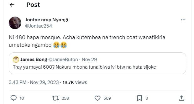 Post jontae arap nyongi jontae254 ni 480 hapa mosque. acha kutembea na trench co