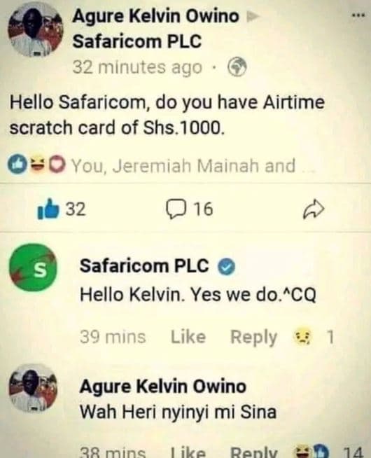 Agure kelvin owino safaricom plc 32 minutes ago hello safaricom do you have airt