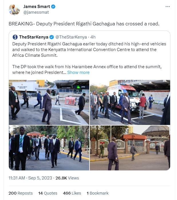 James smart iamessmat breaking deputy president rigathi gachagua has crossed a r