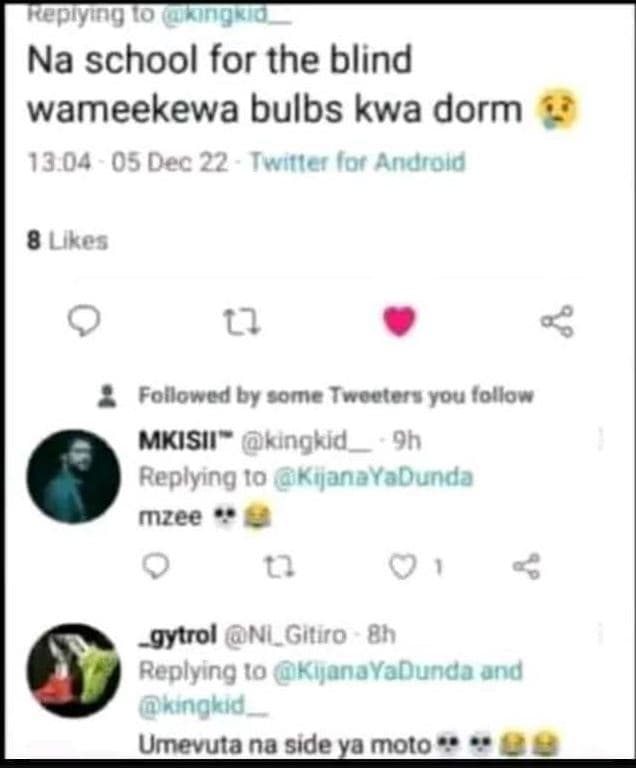 Kepiyingio na school for the blind wameekewa bulbs kwa dorm 13.04 05 dec 22 twnt