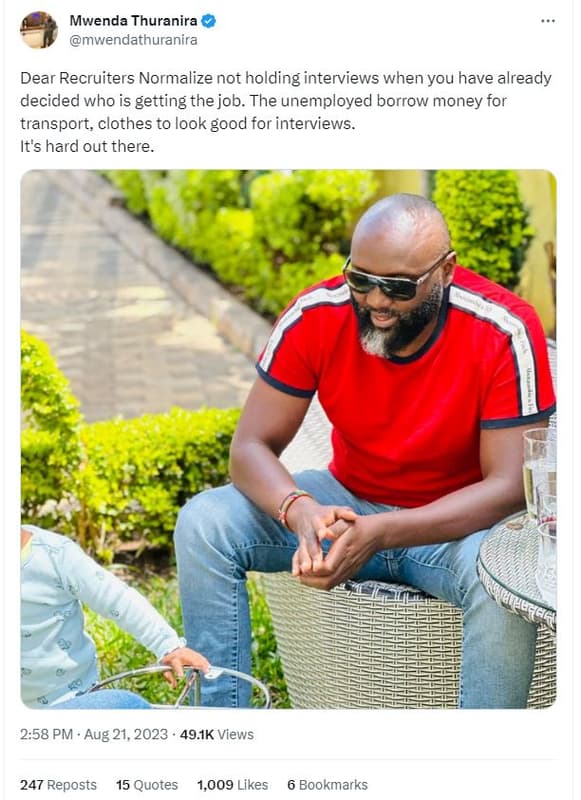 Mwenda thuranira mwendathuranira dear recruiters normalize not holding interview