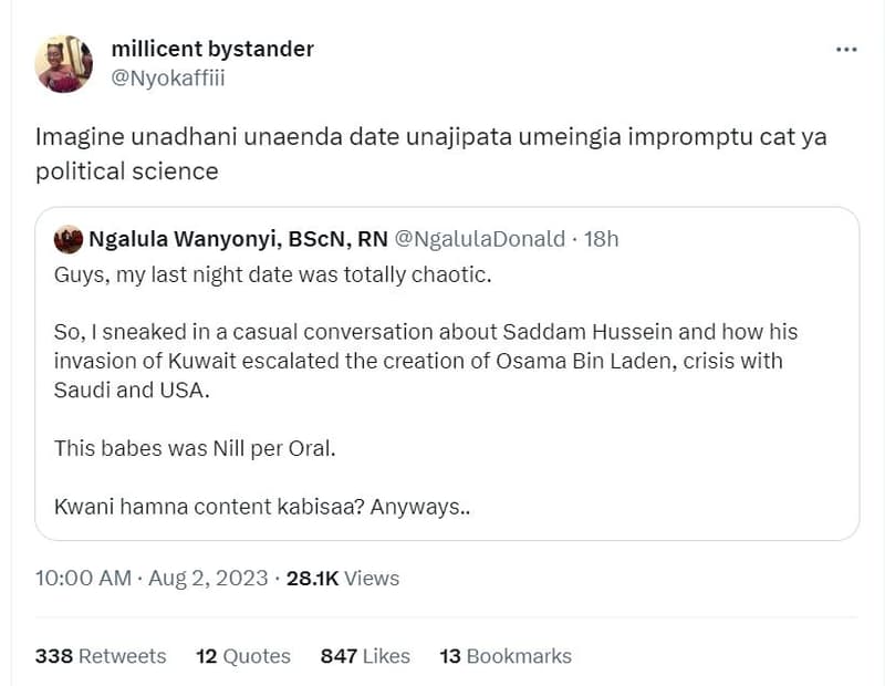 Millicent bystander nyokaffiii imagine unadhani unaenda date unajipata umeingia