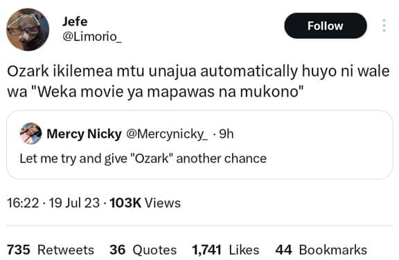 Jefe limorio follow ozark ikilemea mtu unajua automatically huyo ni wale wa weka