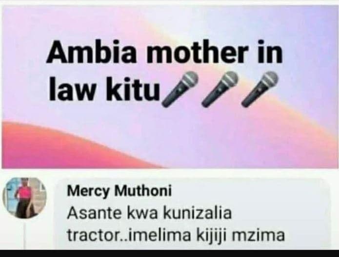 Ambia mother in law kitu mercy muthoni asante kwa kunizalia tractor_imelima kiji