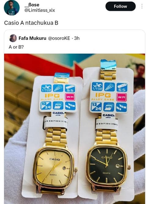 Bose limitless_xix follow casio a ntachukua b fafa mukuru osoroke 3h aor b? 74 v