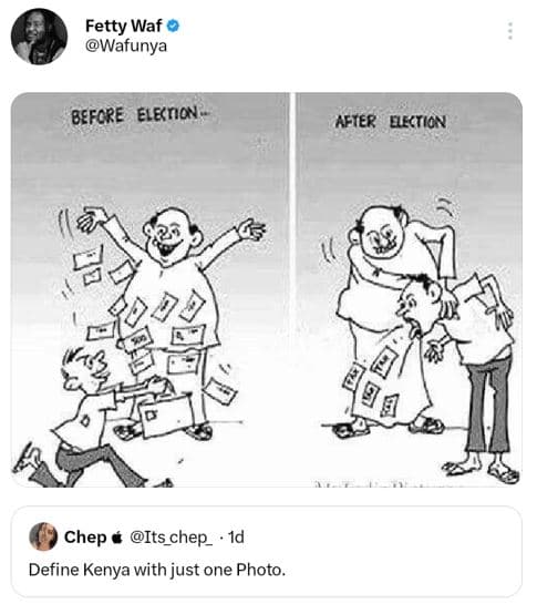 Fetty waf wafunya bfcre elenion after deticn 5 chep its chep define kenya with j
