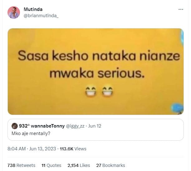 Mutinda brianmutinda_ sasa kesho nataka nianze mwaka serious. wannabetonny iggy_