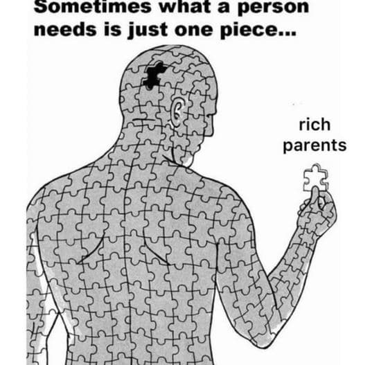 Sometimes what a person needs is just one piece rich parents