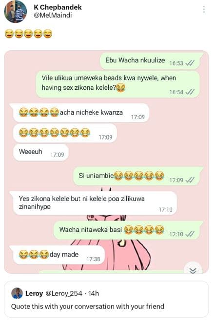 K chepbandek melmaindi ebu wacha nkuulize 16.53 vile ulıkua uımeweka beads kwa n