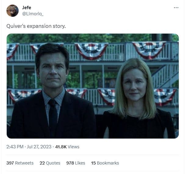 Jefe limorio_ quiver's expansion story. 243 pm . jul 27, 41.8k views 397 retweet