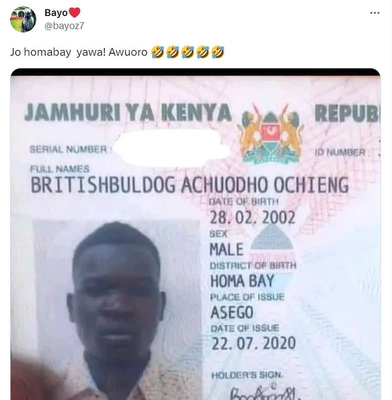 Bayo bayoz7 jo homabay yawa! awuoro jamhuri ya kenya repubi seaial nuuber id nuh