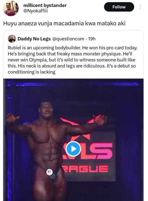 Millicent bystander nyokaffiii follow huyu anaeza vunja macadamia kwa matako aki