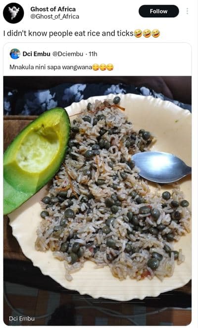 Ghost of africa ghost of_africa follow didn't know people eat rice and ticks dci