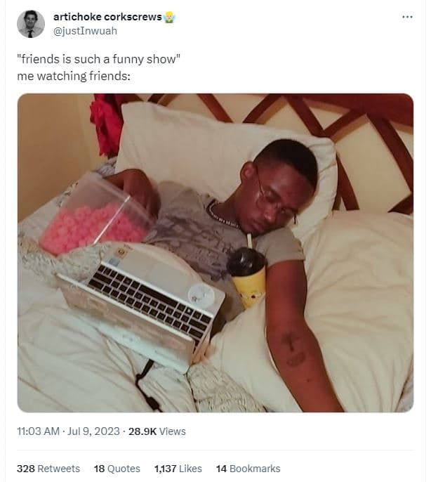 Artichoke corkscrews justinwuah friends is such a funny show me watching friends