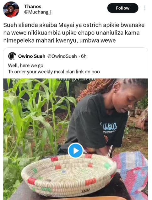 Thanos muchang_i follow sueh alienda akaiba mayai ya ostrich apikie bwanake na w