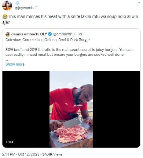 Joywambuii this man minces his meat with a knife lakini mtu wa soup ndio aliwin