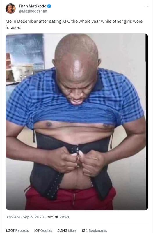 Thah mazikode mazikodethah me in december after eating kfc the whole year while