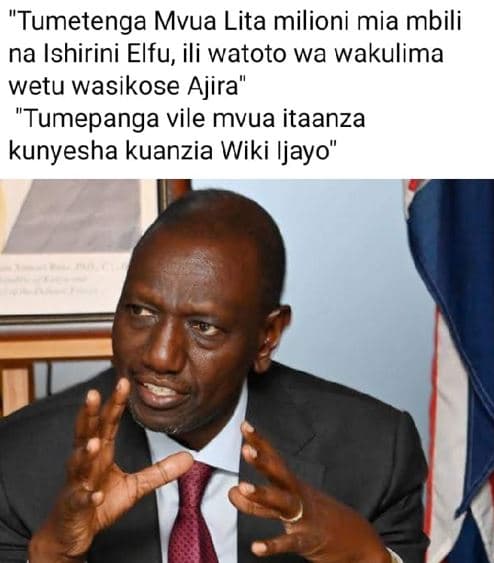 Tumetenga mvua lita milioni mia mbili na ishirini elfu, ili watoto wa wakulima w