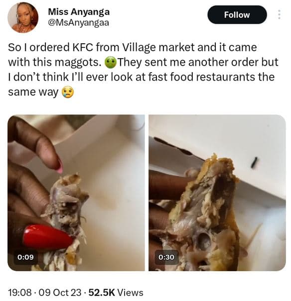 Miss anyanga msanyangaa follow so ordered kfc from village market and it came wi