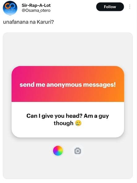 Sirrapalot osama otero follow unafanana na karuri? send me anonymous messages? c