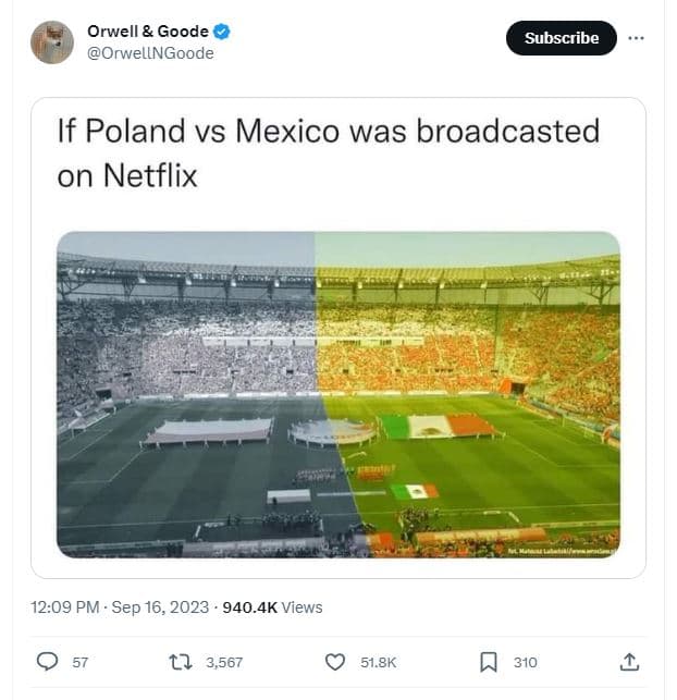 Orwell goode orwellngoode subscribe if poland vs mexico was broadcasted on netfl