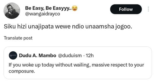 Be easy be easyyy wangaidrayco follow siku hizi unajipata wewe ndio unaamsha jog