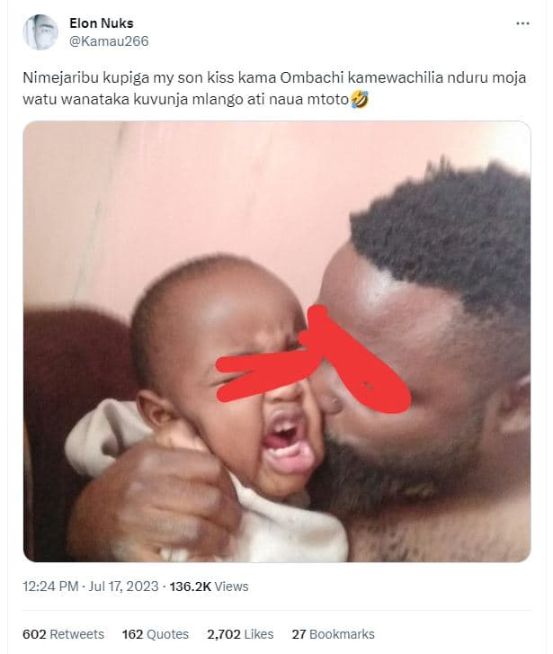 Elon nuks kamau266 nimejaribu kupiga my son kiss kama ombachi kamewachilia nduru
