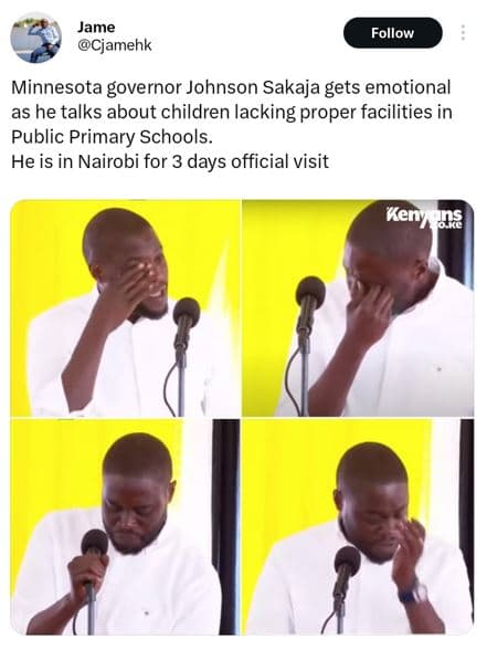 Jame cjamehk follow minnesota governor johnson sakaja gets emotional as he talks