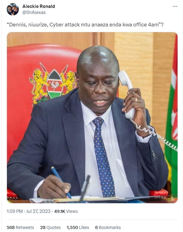 Aleckie ronald siralexas dennis, niuurize cyber attack mtu anaeza enda kwa offic