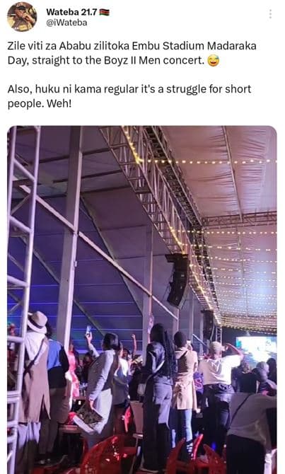 Wateba 21.7 iwateba zile viti za ababu zilitoka embu stadium madaraka day straig