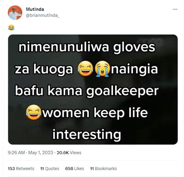 Mutinda brianmutinda nimenunuliwa gloves za kuoga naingia bafu kama goalkeeper w