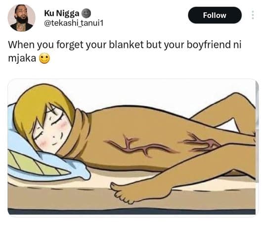 Ku nigga tekashi tanui1 follow when you forget your blanket but your boyfriend n
