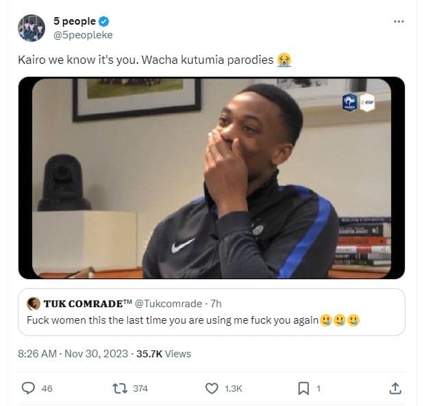 5 people 5peopleke kairo we know it's you. wacha kutumia parodies tuk comradetm