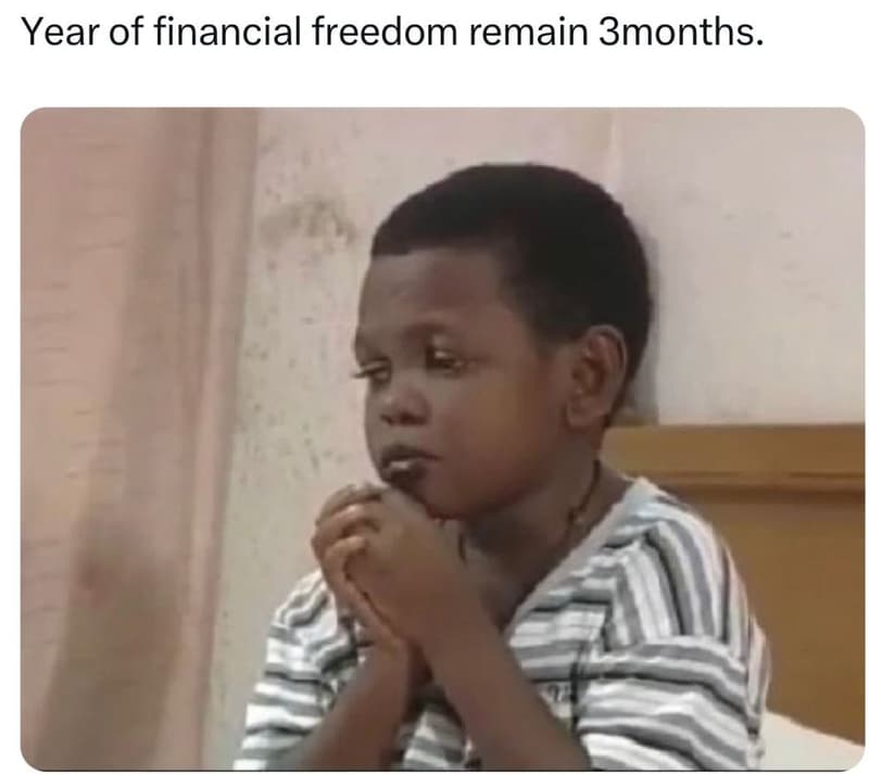 Year of financial freedom remain 3months.