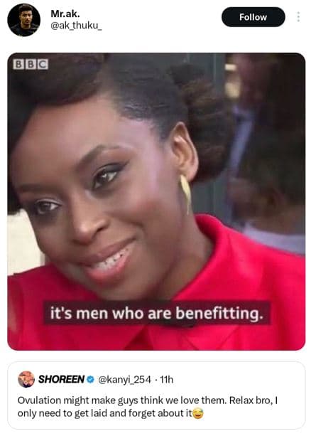 Mr.ak. ak thuku _ follow bbg it's men who are benefitting. shoreen kanyi 254 i1h