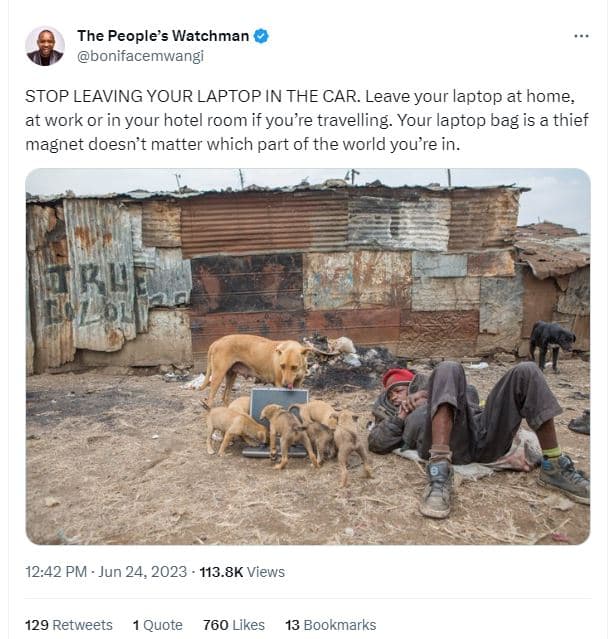 The peoples watchman bonifacemwangi stop leaving your laptop in the car. leave y
