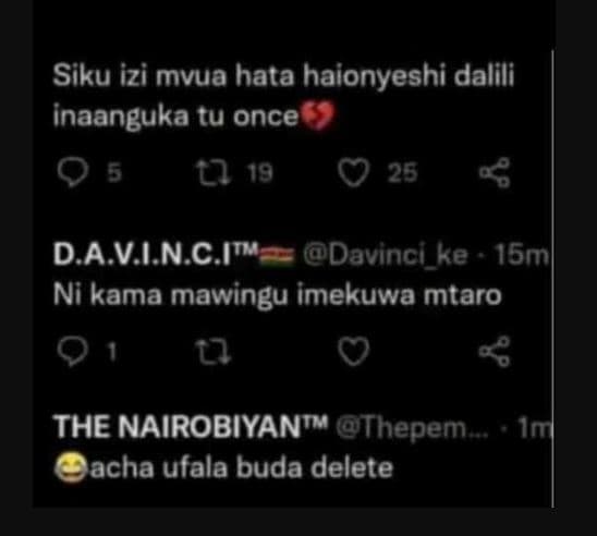 Siku izi mvua hata haionyeshi dalili inaanguka tu once 0 5 0 19 0 25 02 davinciw