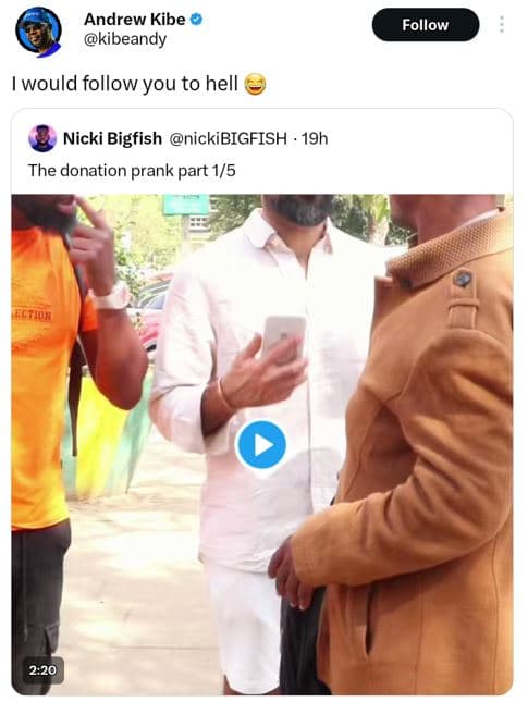 Andrew kibe kibeandy follow would follow you to hell nicki bigfish nickibigfish