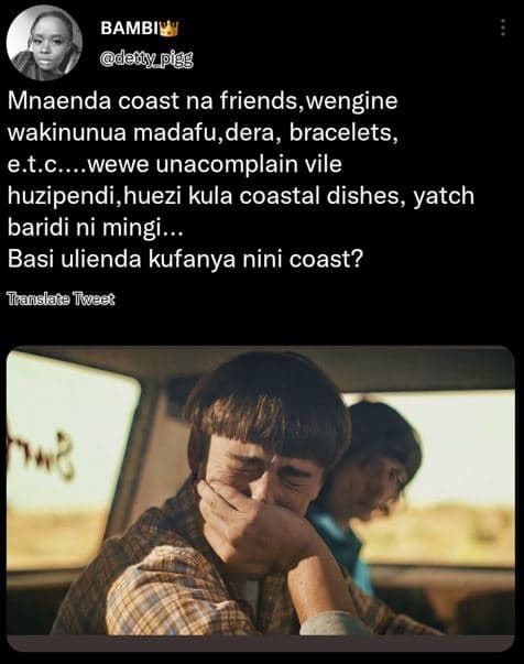 Bambiv deày pigg mnaenda coast na friends,wengine wakinunua madafu,dera, bracele